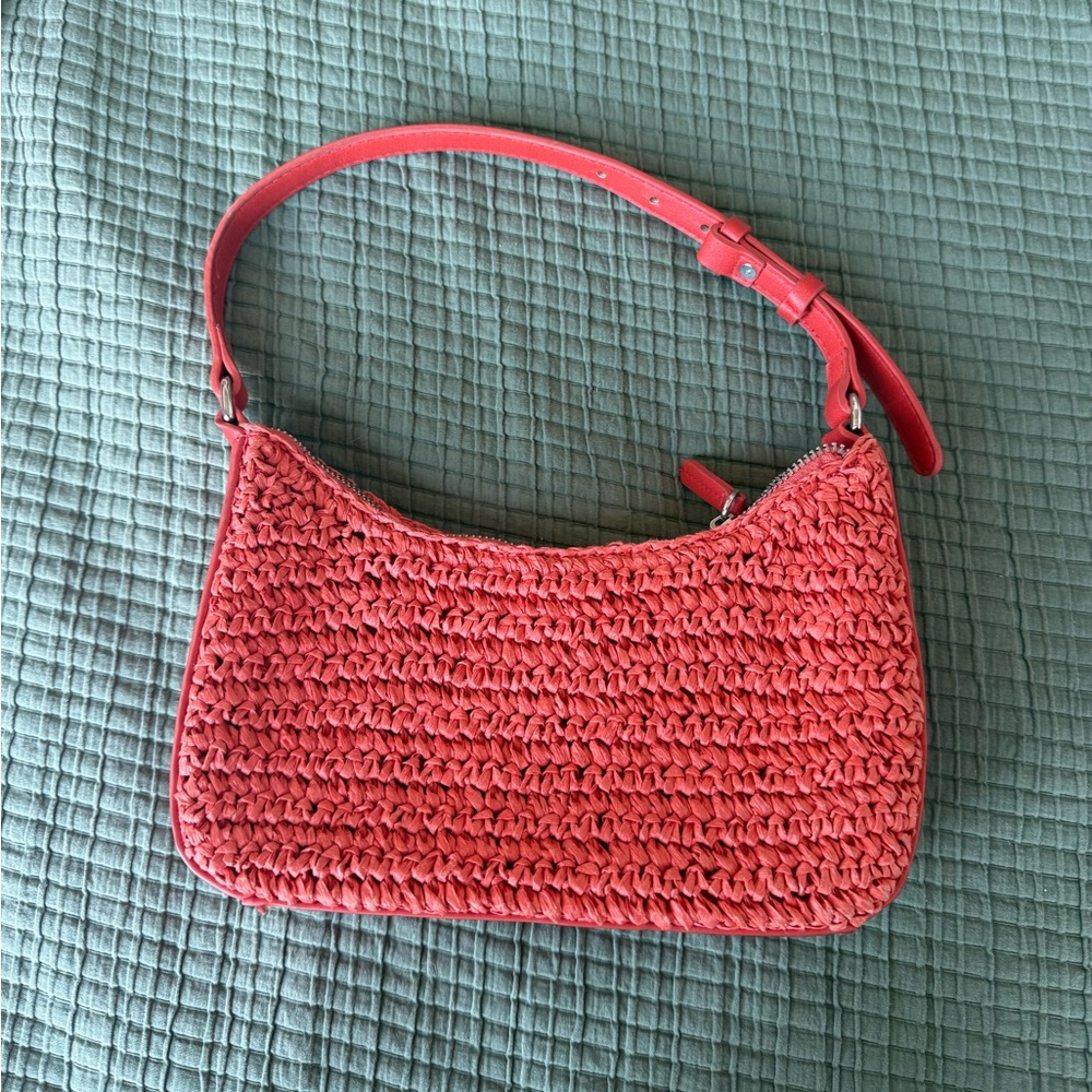 MANGO Coral Woven Shoulder Bag